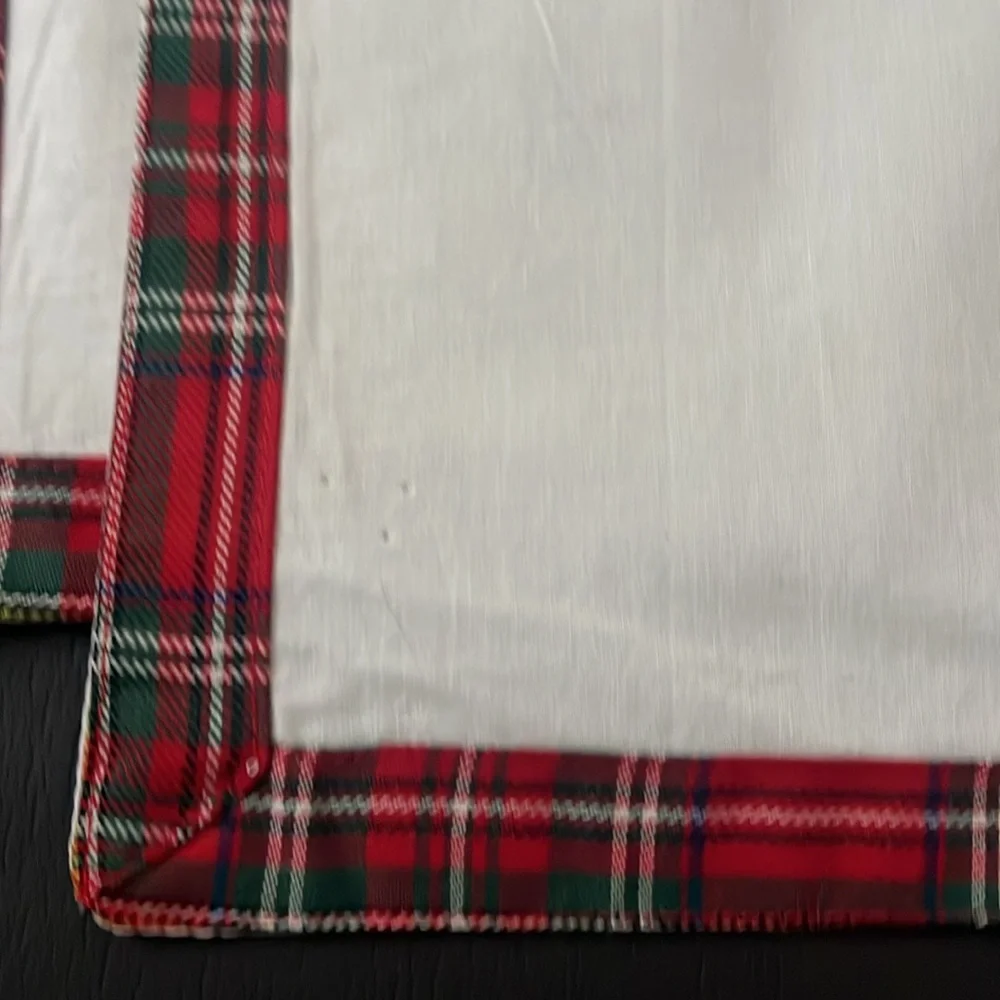 Set of 2 Christmas Holiday Placemats with Red Tartan Plaid Trim Border